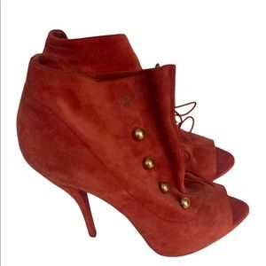 NEW!! Christian Louboutin Womens peep toe suede heels Size 39.5